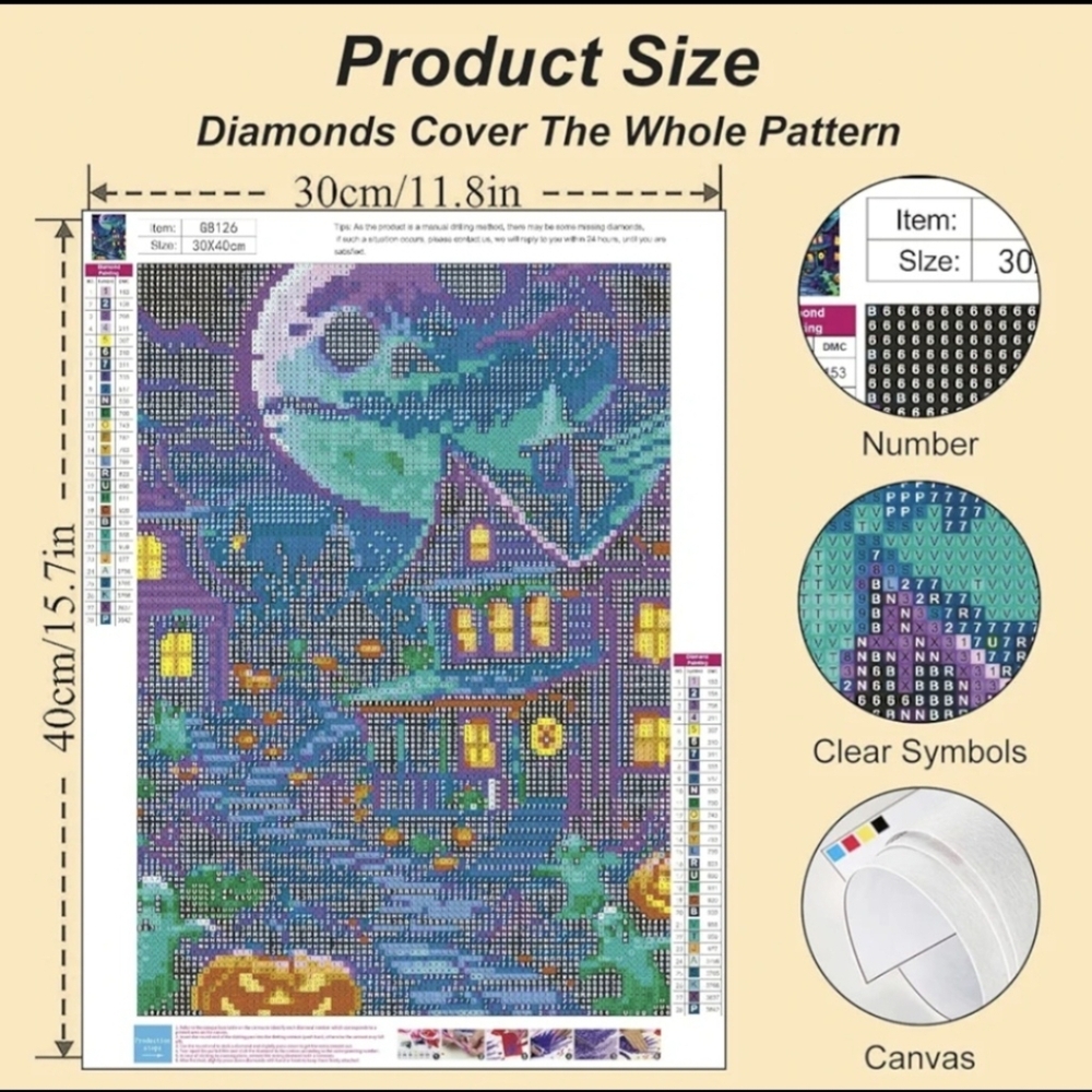 Halloween Creepy Moon Haunted House 5D Diamond Painting Kit New - Picture 4 of 7